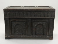 Lot 388 - A 17th century reconstructed joined oak coffer,...