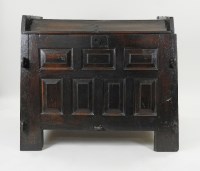 Lot 398 - An 18th century oak grain arc, the removable...