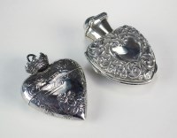 Lot 14 - A continental heart shaped silver box, Samuel...