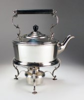 Lot 119 - A silver spirit kettle, stand and burner,...