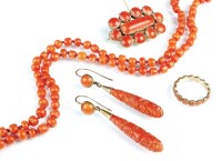 Lot 140 - A pair of Victorian carved coral ear pendants,...