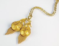 Lot 150 - A yellow metal tassel pendant, designed as two...