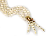 Lot 166 - A two strand uniform cultured pearl necklace,...