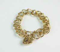 Lot 177 - A 9ct yellow gold circular link bracelet, with...