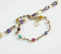 Lot 182 - A multi-gem set bracelet, to include; diamonds,...