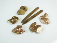 Lot 199 - Four pairs of 9ct gold cufflinks, together...
