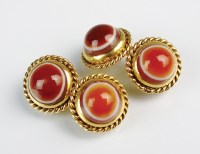 Lot 200 - A pair of orange and white banded agate...