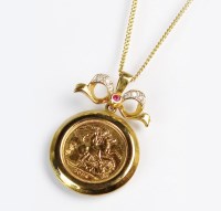 Lot 217 - An Elizabeth I half sovereign set pendant on...