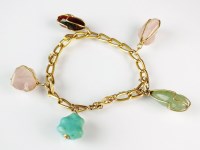 Lot 229 - A yellow metal curb link bracelet, with...