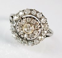 Lot 230 - An old cut diamond circular cluster ring, the...