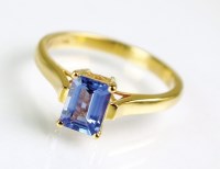 Lot 236 - An 18ct gold single stone tanzanite ring, the...