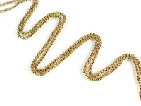 Lot 253 - A yellow metal guard chain, with attached...