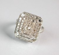 Lot 285 - An Art Deco style rectangular diamond cluster...
