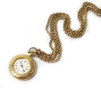Lot 308 - A Lady's yellow metal half hunter fob watch,...