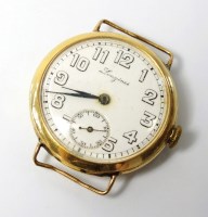 Lot 315 - A yellow metal Longines wristwatch, the white...