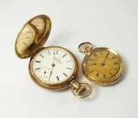 Lot 317 - An Elgin yellow metal full hunter fob watch,...
