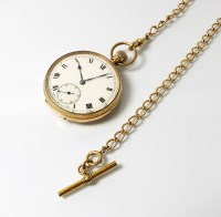 Lot 335 - A Gentleman's 9ct gold open face pocket watch,...