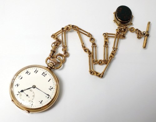 Lot 336 - A Gentleman's 9ct gold Swiss pocket watch,...