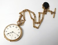 Lot 336 - A Gentleman's 9ct gold Swiss pocket watch,...