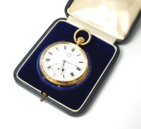 Lot 343 - A Gentleman's 18ct gold Dent open face quarter...