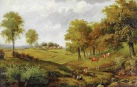 Lot 353 - William Stone (1832-1884) Rural landscape with...
