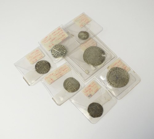 Lot 597 - A group of seven hammered silver coins,...