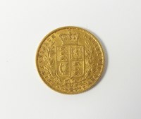 Lot 626 - A Victoria shield back sovereign, dated 1868,...