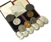 Lot 652 - A set of six silver oval medallions depicting...