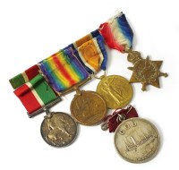 Lot 658 - A group of four WWI medals, comprising;...