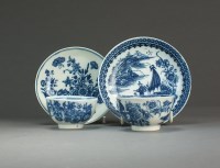 Lot 47 - Two half-size Caughley tea bowls and saucers,...