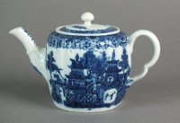 Lot 56 - A Caughley teapot and cover transfer-printed...