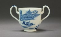 Lot 72 - A Caughley twin handled cup transfer-printed...