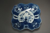 Lot 179 - A Caughley powder blue square dessert dish in...