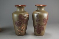 Lot 222 - A pair of Salopian Art Pottery vases decorated...