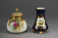 Lot 224 - A Coalport small cobalt vase painted with an...