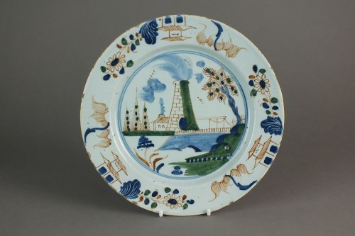 Lot 251 - A London delft plate, attributed to Vauxhall,...