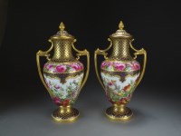 Lot 257 - A pair of Copeland Spode twin-handled vases...