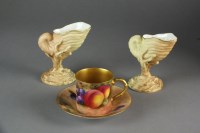 Lot 285 - A Royal Worcester fruit-painted coffee cup and...