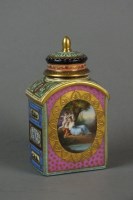 Lot 299 - A Vienna style porcelain tea caddy and cover....