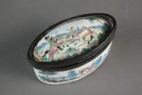 Lot 306 - An oval enamel patch box of Bilston type, 18th...