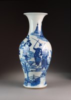 Lot 345 - A Chinese blue and white baluster vase, Kangxi...