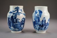 Lot 353 - A pair of Chinese blue and white vases, Kangxi...