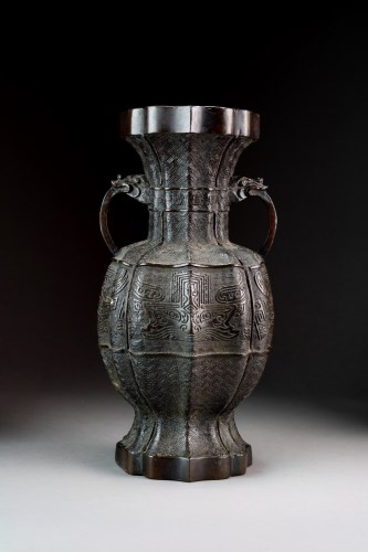 Lot 411 - A Chinese bronze vase, Xuande mark but Qing...