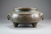 Lot 412 - A large Chinese bronze tripod censer, ding,...