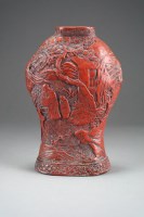 Lot 429 - A Chinese cinnabar lacquer vase, six-character...