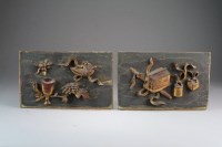 Lot 432 - A set of four Chinese parcel gilt carved wood...