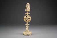 Lot 448 - A Chinese Canton ivory puzzle ball on stand,...