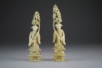 Lot 449 - A pair of Chinese Canton ivory figures or...