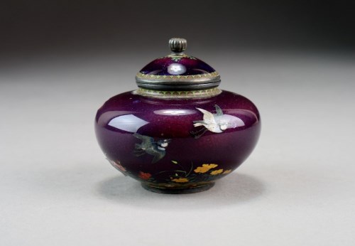 Lot 477 - A small Japanese cloisonne vase and cover by...