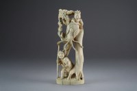 Lot 486 - A Japanese marine ivory okimono of a farmer...